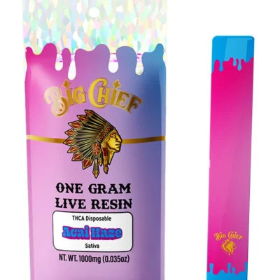 big chief live resin thca disposable 1g acai haze sativa