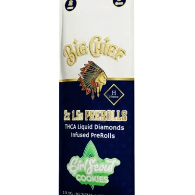 big chief thca liquid diamonds infused pre rolls girl scout cookies hybrid 2ct 1.5g