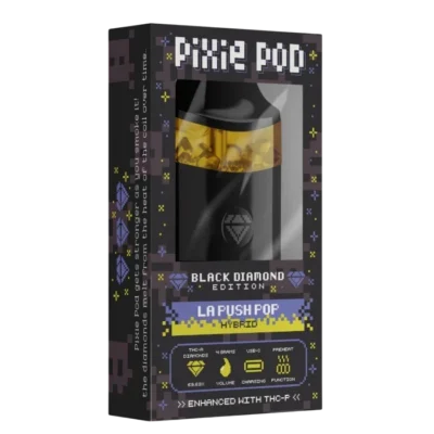 Pixie Pod Black Diamond Edition disposable vape 4ml Purple Churro indica strain packaging