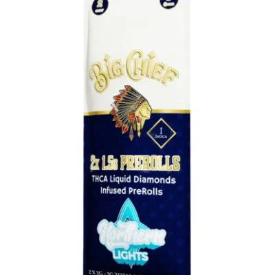 big chief thca liquid diamonds infused pre rolls northern lights indica 2ct 1.5g