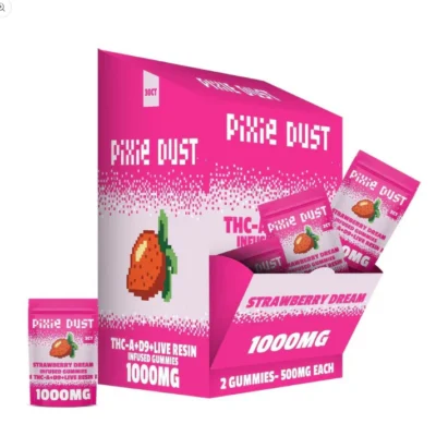 pixie dust thc-a delta 9 live resin gummies strawberry dream 1000mg 2ct