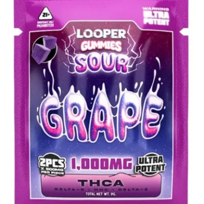 Looper THCa Live Badder Gummies 2ct 1000mg Sour Grape