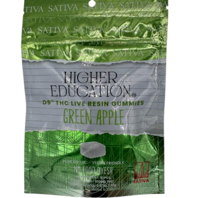 higher education d9 live resin gummies green apple sativa