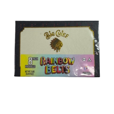 big chief premium thca pre rolls 8 pack 0.7g rainbow belts hybrid