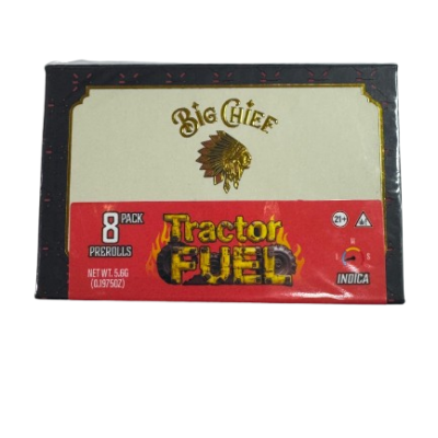 big chief premium thca pre rolls 8 pack 0.7g tractor fuel indica