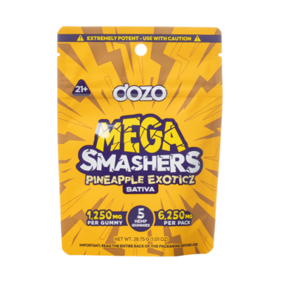 DOZO Mega Smashers Gummies 6250mg 5ct THC-P THC-A Delta-8 Pineapple Exoticz Sativa