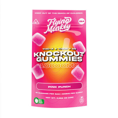 Flying Monkey Knockout Gummies 20ct | 10,000mg | Delta-9 + THCA + THCP - Pink Punch