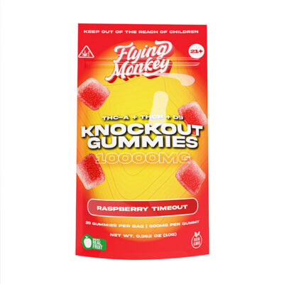 Flying Monkey Knockout Gummies 20ct | 10,000mg | Delta-9 + THCA + THCP - Raspberry Time Out