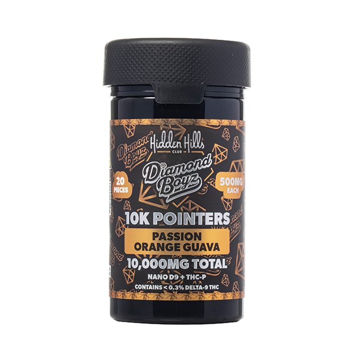 Hidden Hills Diamond Boyz 10K Pointers Gummies 10000mg Passion Orange Guava