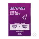 Jelly NYB Let’s Go 6mL Disposable Live Resin THC Vape 6000mg Grape Jam + Berry Haze