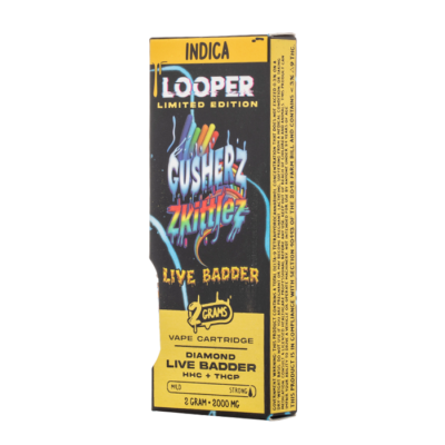 Looper Live Badder Cartridge 2g Gusherz Zkittlez Indica THCA HHC THCP Diamond Live Badder