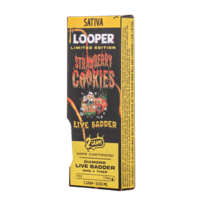 Looper Live Badder Cartridge 2g Strawberry Cookies Sativa THCA HHC THCP Diamond Live Badder