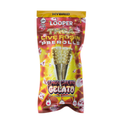 Looper THCA Live Rosin Pre Rolls Lemon Cherry Gelato 2g pack hybrid