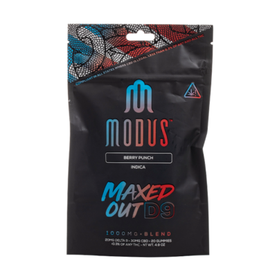 Modus Maxed Out D9 Gummies 1000mg Berry Punch Indica full spectrum Delta 9 CBD gummies