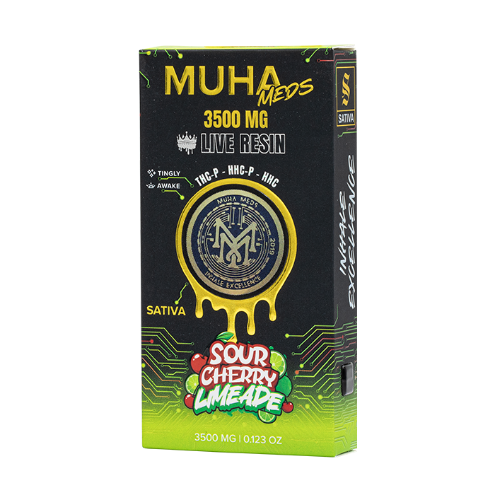 Muha Meds Live Resin Disposable 3.5g Sour Cherry Limeade 3500MG THCP HHCP HHC