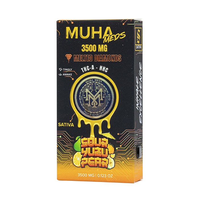Muha Meds Melted Diamonds Disposable 3.5g Sour Yuzu Pear 3500MG THCA HHC