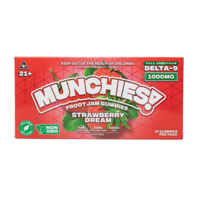 munchies froot jam gummies 1000mg strawberry dream full spectrum delta 9 10ct