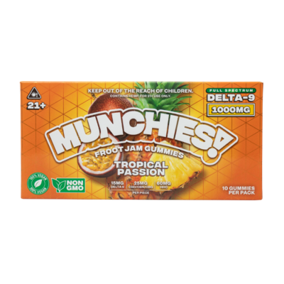 munchies froot jam gummies 1000mg tropical passion full spectrum delta 9 10ct