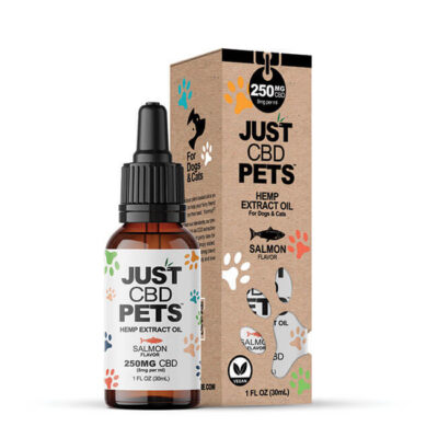 Just CBD Pets Hemp Extract Oil 250mg Salmon Flavor tincture for dogs and cats 1oz