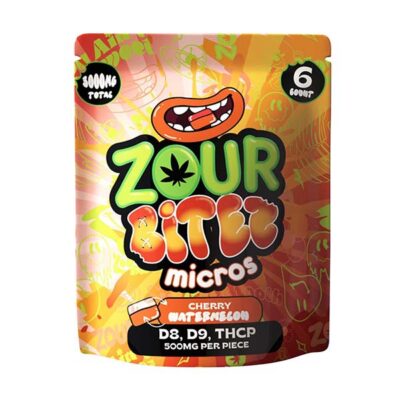 zour bitez micros gummies cherry watermelon dual flavor 500mg 6ct 3000mg
