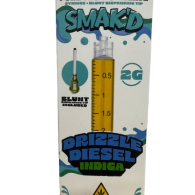 SMAK’D Honey Gold Pure THC Distillate Syringe 2g Drizzle Diesel Indica with blunt dispensing tip
