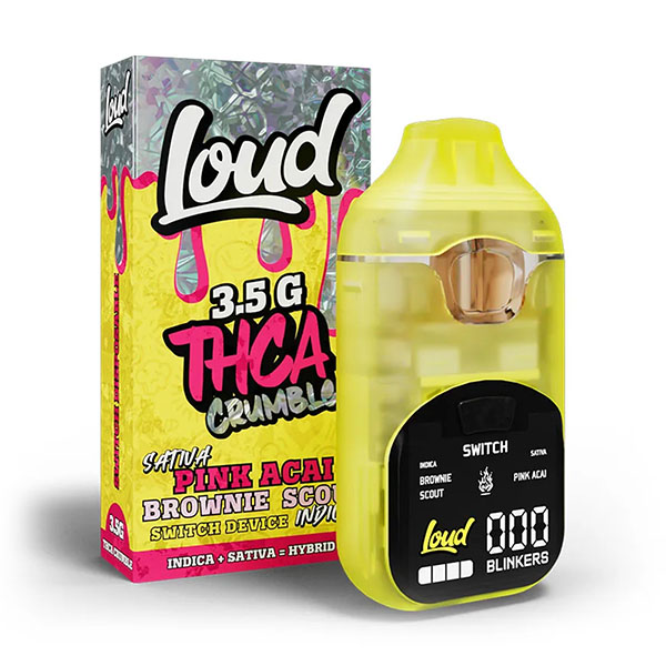 Loud THCA Crumble Switch Disposable 3.5G Tropicana Cookies Sativa Cherry  Cheesecake Indica - Destino Farms