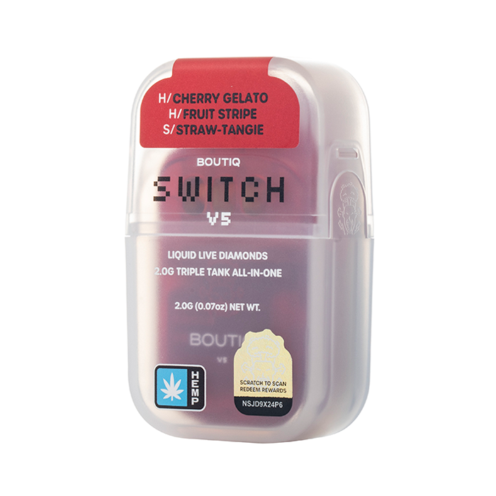 Boutiq Switch V5 THCP Disposable 2G Cherry Gelato Fruit Stripe Straw Tangie