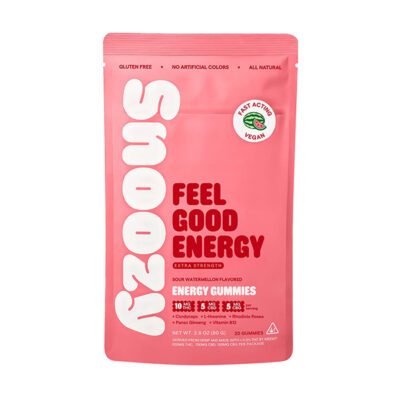 Snoozy – Feel Good Energy Gummies – Sour Watermelon – THC + CBG + CBD – 20 Count