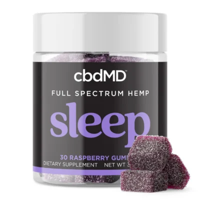 cbdMD Full Spectrum Sleep Gummies CBD + CBN + Delta-9 THC Raspberry 30 Count