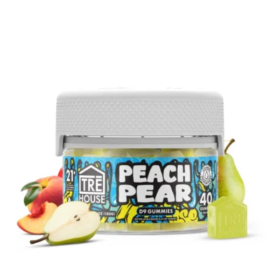 TRĒ HOUSE Gummies –Delta 9 THC + Full Spectrum CBD  Peach Pear