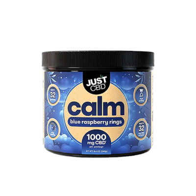 JustCBD Calm Blue Raspberry Rings CBD Gummies – 1000mg