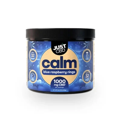 JustCBD Calm Blue Raspberry Rings CBD Gummies – 1000mg