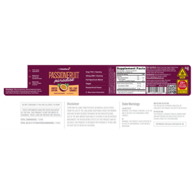CBDistillery Passionfruit Paradise THC + CBD Gummies – 5mg THC + 25mg CBD – Passionfruit – 30 Ct