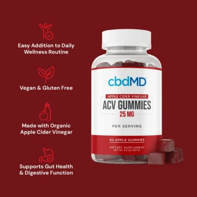 cbdMD Broad Spectrum CBD ACV Gummies Apple Cider Vinegar – 60 Gummies