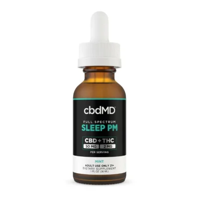 cbdMD Full Spectrum Sleep PM CBD + THC Oil Tincture Mint 50MG