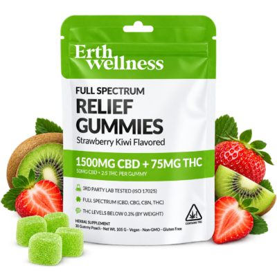 Erth Wellness Relief Full Spectrum CBD + THC Gummies Strawberry Kiwi 30 Count