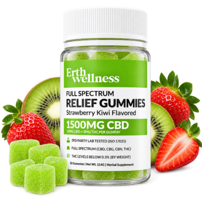 Erth Wellness Relief Full Spectrum CBD + THC Gummies Strawberry Kiwi 30 Count